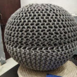 Hand knitted pouf